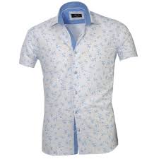 Hwlzltzht shirt dress women midi long sleeve dress woman white dress floral pattern shop the latest floral pattern white shirt deals on aliexpress. White With Light Blue Floral Mens Short Sleeve Button Up Shirts Amedeo Exclusive