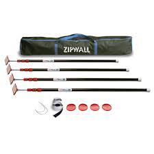 The products you purchase in these stores come with warranties. Zipwall Zp4 Contains 4 10 Ft Steel Spring Loaded Poles 4 Heads 4 Plates 4 Tethers 4 Grip Disks 2 Zippers And 1 Carry Bag 182643 The Home Depot