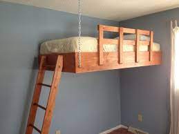 This diy loft bed has stairs that doesn't go all the way up to the bed. Hanging Loft Bed A Unique Diy Design Showcased In 8 Images