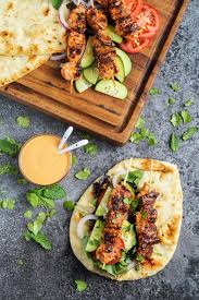 Hellonaan Grilled Chicken Naan Wraps With Roasted Red Pepper Tahini Sauce Tara S Multicultural Table Stuffed Peppers Naan Grilled Chicken