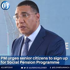 Prime Minister Andrew Holness has appealed to the country's senior  citizens, 75 years and older, to sign up to benefit from the support under  the Social Pension Programme. Read more:  https://jamaica-gleaner.com/article/news/20220705/growth-jobs-we-have ...
