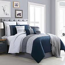 Microfiber nautical themed comforter set, navy blue and white striped full, queen, and king sizes legacy decor. Navy Blue Comforter Sets Bed Bath Beyond