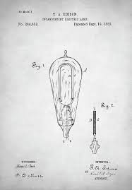 Edison Lamp Patent By Zapista Ou Patent Art Edison Lamp Patent Art Prints