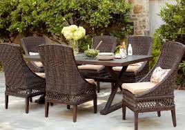 Maybe you would like to learn more about one of these? Hampton Bay Woodbury 7 Piece Wicker Outdoor Patio Dining Set With Textured Sand Cushions D9127 7pc The Home Depot Outdoor Dining Furniture Patio Dining Chairs Patio Dining Table