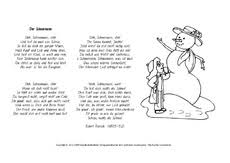 Weiß auf gras grünen klee. Schneemann Arbeitsblatt In Der Grundschule Werkstatt Wintergedichte Gedichte Kartei Werkstatt Deutsch Klasse 3 Grundschulmaterial De