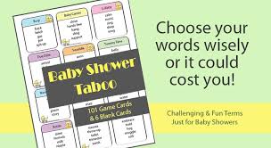 You could review math vocabulary, science terms, etc. 101 Baby Shower Taboo Cards Printable Game