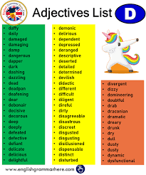 This only compares one noun/pronoun. Adjectives That Start With D Adjectives List English Grammar Here