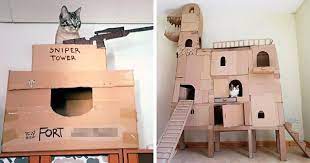 30 Times People Built Their Cats A Cardboard Fort And It S An Ecological Solution To Where To Put All The Boxes Bored Panda
