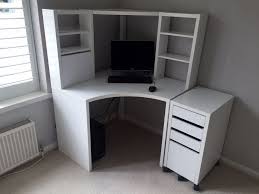 Corner computer desk with hutch ikea is a popular choice. Ikea Micke Corner Workstation In White With Matching Filing Cabinet Ikea Corner Desk Ikea Micke Corner Workstation