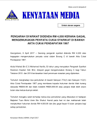 Serius di bawah subseksyen 46 2 akta cukai pendapatan acp 1967 yang boleh di beri pertimbangan bagi maksud potongan cukai di bawah perenggan 46 1 g acp 1967 1 fukkm mengandungi senarai ubat ubatan yang telah diluluskan oleh panel kaji semula. Buletin Tv3 ×'×˜×•×•×™×˜×¨ Pengarah Syarikat Didenda Rm4 000 Kerana Gagal Mengemukakan Penyata Cukai Syarikat Di Bawah Akta Cukai Pendapatan 1967 Https T Co 09du4tvkax