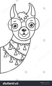 Vector De Stock Libre De Regalias Sobre Cute Outline Doodle Llamas Head Hand1451070959