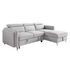 Corner chaise with cushioned lift top reveals loads—and loads—of handy storage space. Acme 56040 Genoveve Reyes Beige Nubuck Fabric Sectional Sofa With Pop Up Chaise With Storage
