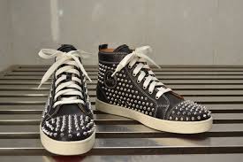 Black And Silver High Top Sneakers Christian Louboutin Louis Spikes Men S Flat Always Popular Black Leather Silver Spikes High To Christian Louboutin Shoes High Top Sneakers Christian Louboutin
