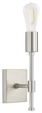 The kennewick™ 1 light wall sconce features a beautifully etched glass shade that can face up or down, depending on your preference. Berbella Bathroom Wall Sconce Brushed Nickel Transitional Bathroom Vanity Lighting By Linea Di Liara Houzz