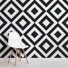 Black And White Geometric Wallpaper Bedroom Black White Geometric Wallpaper Mural Murals Wallpaper In 2020 Geometric Wallpaper Wallpaper Bedroom Feature Wall Black And White Wallpaper