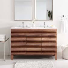 Browse a large selection of bathroom vanity designs, including single and double vanity options in a wide range of sizes, finishes and styles. Render 48 Double Sink Bathroom Vanity Contemporary Modern Furniture Lexmod