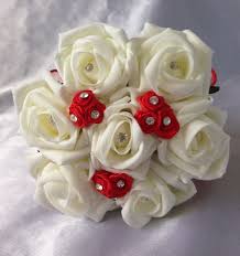 Shop with afterpay on eligible items. Artificial Red Ivory Foam Rose Flower Girl Wedding Bouquet Flowers Wand Posie