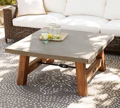 What kind of coffee table does freedom have? Abbott Indoor Outdoor Concrete Fsc Acacia Square Coffee Table Brown Pottery Barn