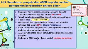Sebagai contoh, nombor perduaan 01001111 boleh diwakilkan dalam bentuk perenambelasan 4f (4 = 0100, f = 1111). 1 1 3 Pengekodan Ascii Kepada Nombor Perlapanan Berdasarkan Aksara Diberi Youtube