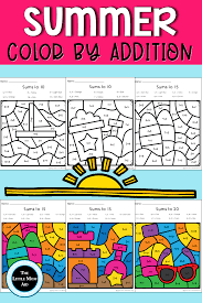 This resource provides engaging summer scenes for … Summer Color By Addition Sums To 10 15 20 Addition Fact Fluency Summer Math Activities Fact Fluency