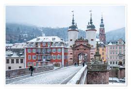 See the palace (schloss karlsruhe) and the interesting open air zoo. Heidelberg Old Bridge In Winter Baden Wurttemberg Germany Posters And Prints Posterlounge Com