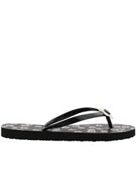 Flower Flip Flop Sandal Black Black Stamped Floral