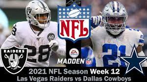 Get a recap of the las vegas raiders vs. Nfl 2021 Season Week 12 Las Vegas Raiders Vs Dallas Cowboys 4k Allsportsstation Madden 22 Youtube