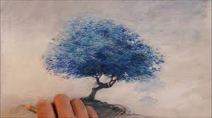 L Arbre Bleu La Creativite Facile Paysage Au Pastel Sec Arbre Bleu Paysage Pastel