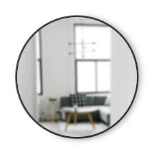 This produict features a robust ideal for entry ways, bedrooms and bathrooms. Umbra 358370 040 Hub Wall Mirror With Rubber Frame 37 Inch Round Wall Mirror For Entryways Washrooms Living Rooms And More Doubles As Modern Wall Art Black Buy Online At Best Price In
