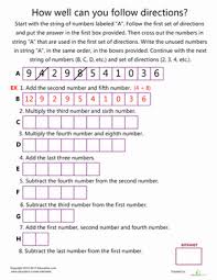 Follow The Instructions 1 Worksheet Education Com Math Pages Following Directions Following Directions Activities