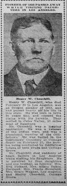 Alvah Churchill Pioneer of 1853 compiled by Bob Wilson Oregon Researcher