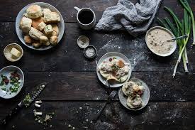 scallion biscuits with lap cheong gravy