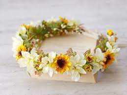 Sunflower Flower Crown Yellow Hair Wreath Sunflower Headpiece Yellow Flower Crown Wedding Halo Flower Girl Crown Bridal Flower Crown Yellow Flower Crown Flower Girl Crown Bridal Flower Crown