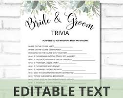 Have fun making trivia questions about swimming and swimmers. Wedding Trivia Etsy