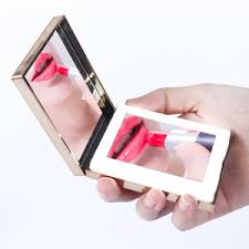 square pocket cosmetic mirror led light