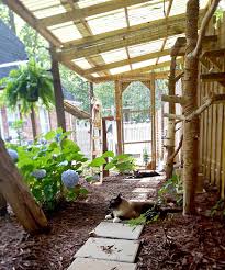 The goal is to provide mental and physical when not on stage, the feline troupe hangs out in what martin calls her meowy manor—a pair of large enclosed porches attached to her spacious home. Connected Outside Cat Enclosures With An Enclosed Tree Cuckoo4design Outside Cat Enclosure Cat Patio Outdoor Cat Enclosure
