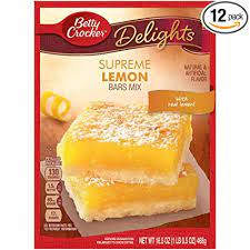 2 tablespoons grated lemon peel . Amazon Com Betty Crocker Delights Supreme Lemon Bars Baking Mix 1 03 Pound Pack Of 12 Cake Mixes Grocery Gourmet Food