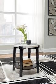 Janilly Dark Brown White Round End Table Round Out Your Seating Area With This Elegant End Table In A Contemporary Two Tier In 2020 Chair Side Table End Tables Table