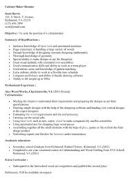 custom cabinet maker resume corner