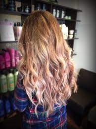 Golden Waves Blonde To Rose Gold Balayage Fade Out Long Hair Hairartistrybylissette Rockstar Long Hair Styles Rose Gold Blonde Curly Hair Styles Naturally