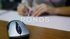Mouse Is On Table Where Doctor Fills Medical Card By Pen Stock Footage Doctor Fills Mouse Table Mouse Doctor Medical