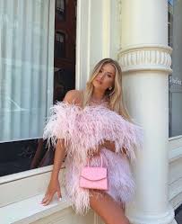 Sginstar Sophie Pale Pink Off Shoulder Feathers Mini Dress Feather Cocktail Dress Feather Prom Dress Ostrich Feather Dress Wedding Dress In 2020 Pink Fashion Feather Cocktail Dress Feather Dress