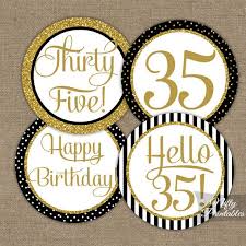 Birthday Party Ideas For Husband Turning 35 35th Birthday Cupcake Toppers Black Gold 35 Years Bday Etsy 50th Birthday Cupcakes 60th Birthday Cupcakes Glitter Birthday