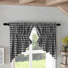 Kitchen tiers are a great way to get privacy in your kitchen without blocking the sun light, or maybe you just want an insert valance or swag curtain as a window top treatment to, either way swags galore has the largest selection of prepackaged tiers, swags and valances to help with your decorating needs. August Grove Guilaine Plaid Cotton Swag 36 Kitchen Curtain Reviews Wayfair