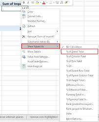 How To Show Grand Total As Percentage In Excel Pivottable