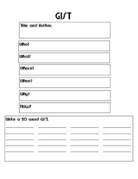 Gist Summary Main Idea Comprehension Reading Strategy Graphic Organizer Rti Graphic Organizers Reading Strategies Nonfiction Texts