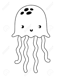 Although they don't have a brain, jellyfish do have a rudimentary nervous system that can detect environmental changes. Outline Cute Jellyfish Tropical Sea Animal Royalty Free Cliparts Vectors And Stock Illustration Image 108474238