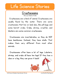 English second language, english foreign language, esl , efl, ielts. Crustaceans Life Science Reading Comprehension Worksheet Have Fun Teaching