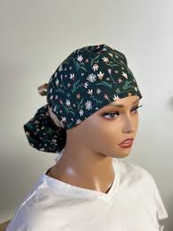 Green Nurse Scrub Hat, Neutral Scrub Hat, Men Scrub Hat, Dental Scrub Hat  With Buttons, Euro, Bouffant, Ponytail Scrub Cap.
