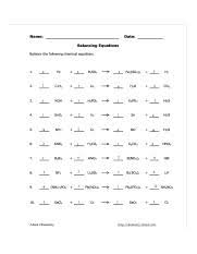 When autocomplete results are available use up and down arrows to review and enter to select. Answer Key Part 2 Balancing Reactions Pdf Name Date Balancing Equations Balance The Following Chemical Equations 1 1 Ch4 2 O2 1 Co2 2 2 Na 2 Cl 1 Nacl Course Hero